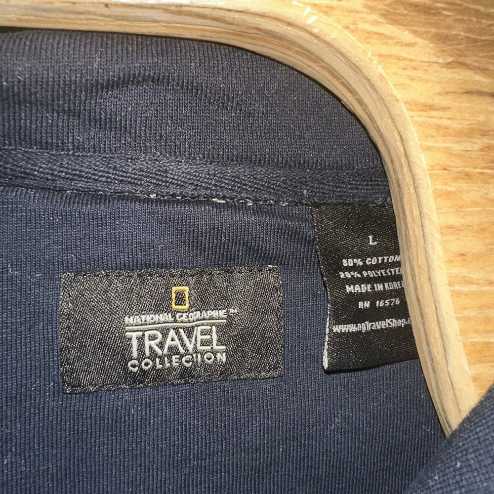 National Geographic Mens Quarter Zip Pullover Sweatshirt Navy Blue L 35N730T41 - Picture 2 of 13